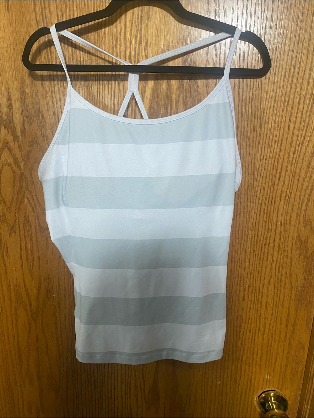 Workout built in bra Striped razor back - Light Gray & White